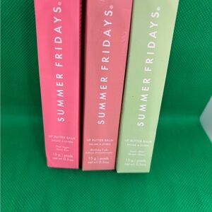 Summer Fridays Lip Balm Trio in Pink, Red, and Green